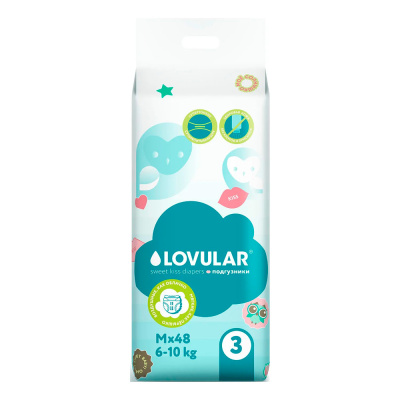 Подгузники Sweet Kiss M 6-10 кг 48 штук Lovular 429518 1